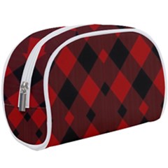Red Diagonal Plaid Big Make Up Case (large) by ConteMonfrey