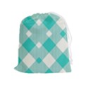 Diagonal Blue Torquoise Drawstring Pouch (XL) View1