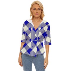 Blue Diagonal Plaids  Lightweight Drawstring Hooded Top by ConteMonfrey