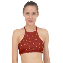 Red Yellow Love Heart Valentine Racer Front Bikini Top by Ravend