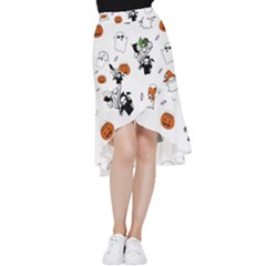 Halloween Jack O Lantern Vector Frill Hi Low Chiffon Skirt by Ravend