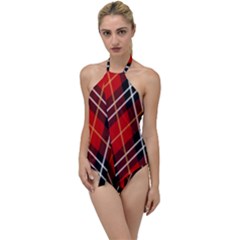 Black, Red, White Diagonal Plaids Go With The Flow One Piece Swimsuit by ConteMonfrey
