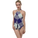 Dark blue and white diagonal plaids Go with the Flow One Piece Swimsuit View1