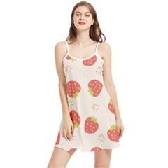 Strawberries Pattern Design Summer Frill Dress by Wegoenart