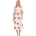 Strawberries Pattern Design Double Cuff Midi Dress View1