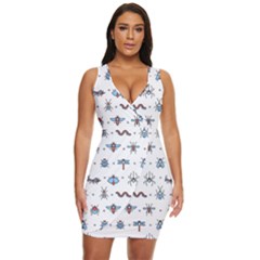 Insect Icon Seamless Pattern Draped Bodycon Dress by Wegoenart