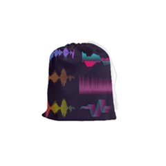 Colorful-sound-wave-set Drawstring Pouch (small) by Wegoenart