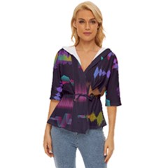 Colorful-sound-wave-set Lightweight Drawstring Hooded Top by Wegoenart