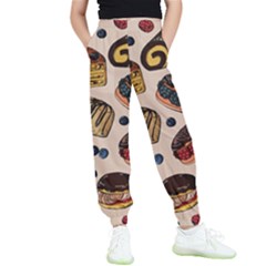 Seamless Pattern With Sweet Cakes Berries Kids  Elastic Waist Pants by Wegoenart