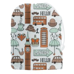 Seamless-pattern-with-london-elements-landmarks Drawstring Pouch (3xl) by Wegoenart