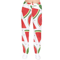 Watermelon Cuties White Women Velvet Drawstring Pants by ConteMonfrey