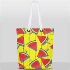 Yellow Watermelon Popsicle  Full Print Rope Handle Tote (small) by ConteMonfrey