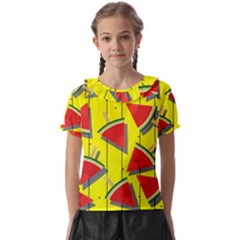 Yellow Watermelon Popsicle  Kids  Frill Chiffon Blouse by ConteMonfrey