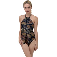 Oriental-traditional-seamless-pattern Go With The Flow One Piece Swimsuit by Wegoenart