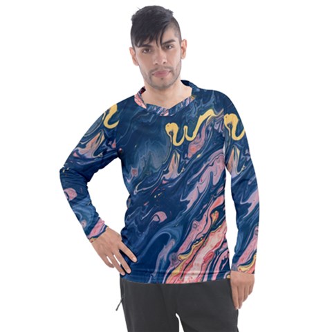 Liquid Abstract Paint Texture Men s Pique Long Sleeve Tee by Wegoenart