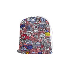 Hand-drawn-vector-illustration-doodle-funny-world-illustrator-line-tools-drawing-flat-design Drawstring Pouch (medium) by Wegoenart