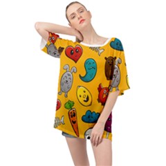 Graffiti Characters Seamless Ornament Oversized Chiffon Top by Wegoenart