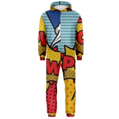 Pow Word Pop Art Style Expression Vector Hooded Jumpsuit (men) by Wegoenart