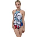 Rays Smoke Pop Art Style Vector Illustration Go with the Flow One Piece Swimsuit View1