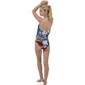 Rays Smoke Pop Art Style Vector Illustration Go with the Flow One Piece Swimsuit View2
