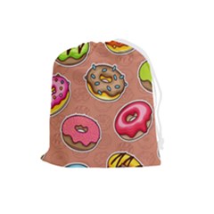 Doughnut Doodle Colorful Seamless Pattern Drawstring Pouch (large) by Wegoenart