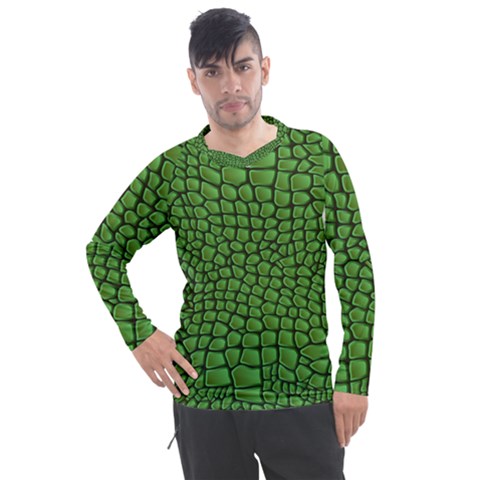 Seamless Pattern Crocodile Leather Men s Pique Long Sleeve Tee by Wegoenart