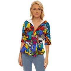 Graffiti Characters Seamless Pattern Lightweight Drawstring Hooded Top by Wegoenart