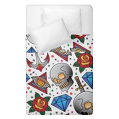 Full Color Flash Tattoo Patterns Duvet Cover Double Side (single Size) by Wegoenart
