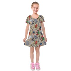 Tattoo Pattern Kids  Short Sleeve Velvet Dress by Wegoenart