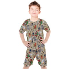 Tattoo Pattern Kids  Tee And Shorts Set by Wegoenart
