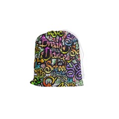Graffiti Word Seamless Pattern Drawstring Pouch (small) by Wegoenart