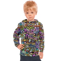 Graffiti Word Seamless Pattern Kids  Hooded Pullover by Wegoenart