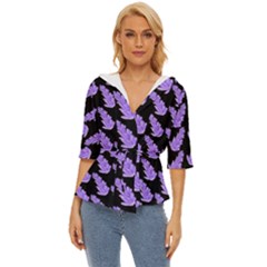 Cute Lavanda Black Lightweight Drawstring Hooded Top by ConteMonfrey