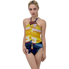 Background Abstract Horizon Go With The Flow One Piece Swimsuit by Ravend