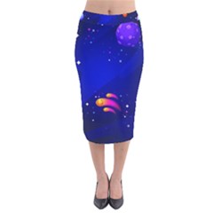 Artistic Space Planet Velvet Midi Pencil Skirt by danenraven
