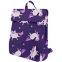 Fantasy Fat Unicorn Horse-pattern Fabric Design Flap Top Backpack View1
