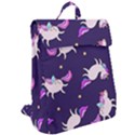 Fantasy Fat Unicorn Horse-pattern Fabric Design Flap Top Backpack View2