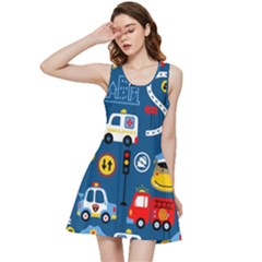 Car Cars Seamless Pattern Vector Rescue Team Cartoon Inside Out Racerback Dress by Wegoenart