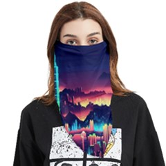 Cityscape Building Painting 3d City Illustration Face Covering Bandana (triangle) by danenraven