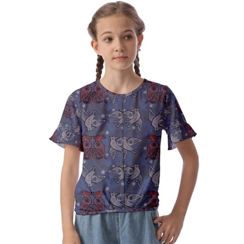 Armenian Ornaments Kids  Cuff Sleeve Scrunch Bottom Tee by Gohar