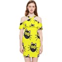 Cats Heads Pattern Design Shoulder Frill Bodycon Summer Dress View1