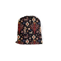 Carpet-symbols Drawstring Pouch (small) by Gohar