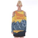 Illustration Landscape Nature Velvet Long Sleeve Shoulder Cutout Dress View2