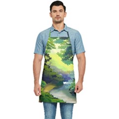 Landscape Illustration Nature Painting Kitchen Apron by Wegoenart