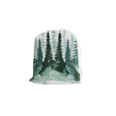 Tree Watercolor Painting Pine Forest Green  Nature Drawstring Pouch (small) by Wegoenart