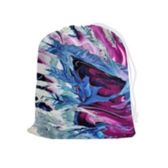 Feathers Drawstring Pouch (xl) by kaleidomarblingart