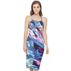 Feathers Bodycon Cross Back Summer Dress by kaleidomarblingart