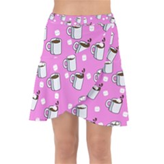 Coffee Chocolate Milk Drink Hot Wrap Front Skirt by Wegoenart