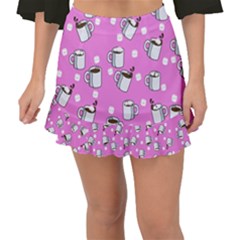 Coffee Chocolate Milk Drink Hot Fishtail Mini Chiffon Skirt by Wegoenart