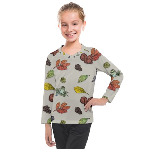 Autumn Fall Animals Nature Season Kids  Long Mesh Tee by Wegoenart